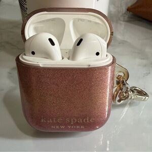 kate spade Rose Gold Glitter AirPods Case with Keyring